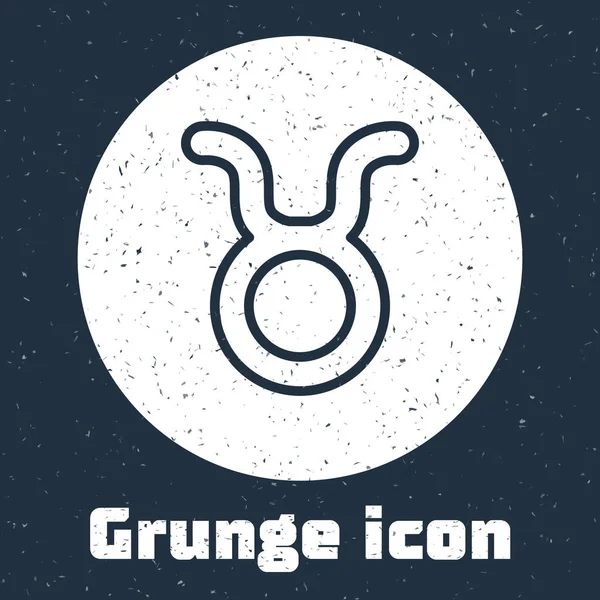 Grunge linha Taurus signo do zodíaco ícone isolado no fundo cinza. Coleção de horóscopo astrológico. Desenho vintage monocromático. Ilustração vetorial — Vetor de Stock