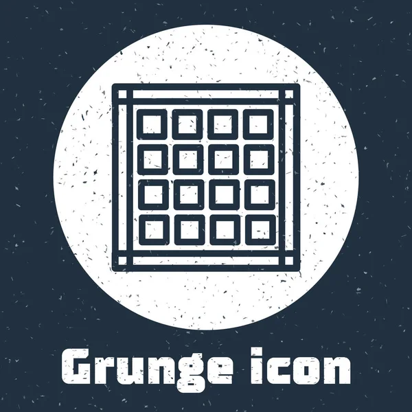 Grunge line Icône de serviette à carreaux isolée sur fond gris. Dessin vintage monochrome. Illustration vectorielle — Image vectorielle