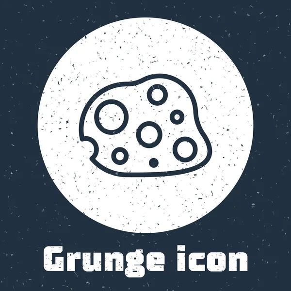 Línea Grunge Icono de asteroide aislado sobre fondo gris. Dibujo vintage monocromo. Ilustración vectorial — Vector de stock