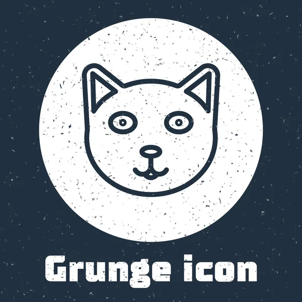 Línea Grunge Icono de mascota aislado sobre fondo gris. Dibujo vintage monocromo. Ilustración vectorial — Vector de stock