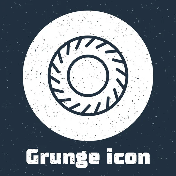 Grunge Line Autoreifen Ikone isoliert auf grauem Hintergrund. Monochrome Vintage-Zeichnung. Vektorillustration — Stockvektor