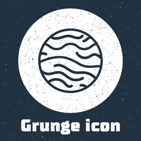 Grunge Line Planet Venus Icon isoliert auf grauem Hintergrund. Monochrome Vintage-Zeichnung. Vektorillustration — Stockvektor