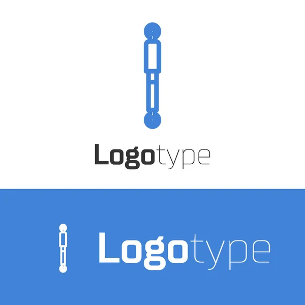 Blå linje Stötdämpare ikon isolerad på vit bakgrund. Mall för logotyp. Vektor Illustration — Stock vektor