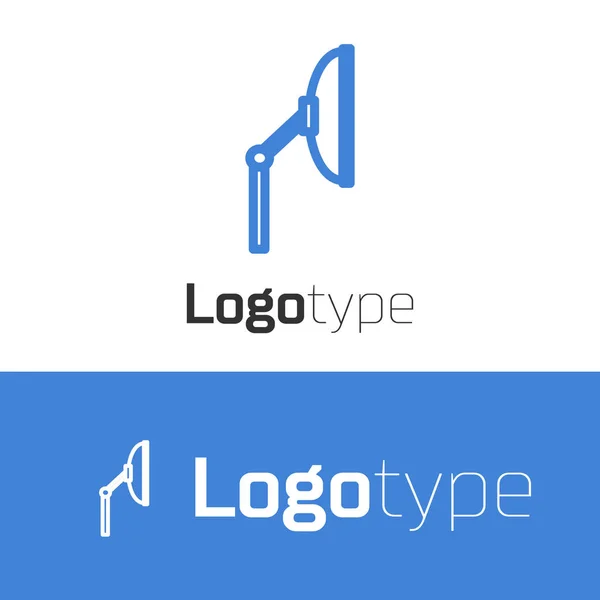 Ícone de limpador de pára-brisas de linha azul isolado no fundo branco. Elemento de modelo de design de logotipo. Ilustração vetorial —  Vetores de Stock