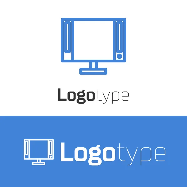 Blaue Linie Smart-TV-Symbol isoliert auf weißem Hintergrund. Fernsehzeichen. Logo Design Template-Element. Vektorillustration — Stockvektor
