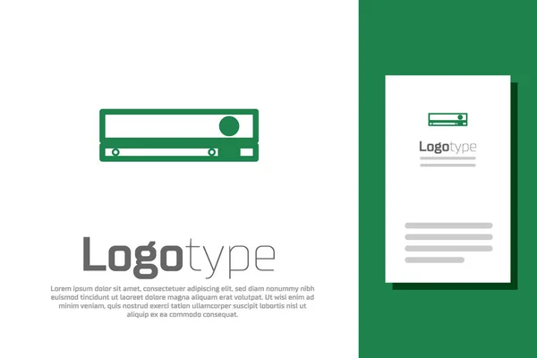 Grüne Linie Videospielkonsole Symbol isoliert auf weißem Hintergrund. Logo Design Template-Element. Vektorillustration — Stockvektor