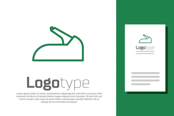 Linha verde Ícone de freio de mão do carro isolado no fundo branco. Alavanca do travão de estacionamento. Elemento de modelo de design de logotipo. Ilustração vetorial —  Vetores de Stock