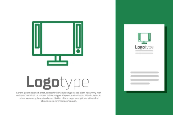 Groene lijn Smart Tv pictogram geïsoleerd op witte achtergrond. Televisieteken. Logo ontwerp template element. Vector Illustratie — Stockvector