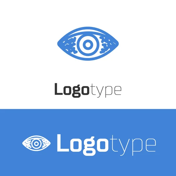 Blaue Linie rötliches Auge aufgrund viraler, bakterieller oder allergischer Konjunktivitis Symbol auf weißem Hintergrund isoliert. Logo Design Template-Element. Vektorillustration — Stockvektor