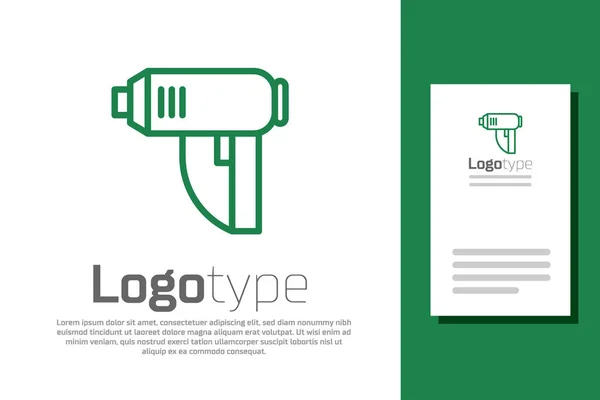 グリーンライン白い背景に絶縁された電気乾燥機のアイコン。ロゴデザインテンプレート要素。ベクターイラスト — ストックベクタ