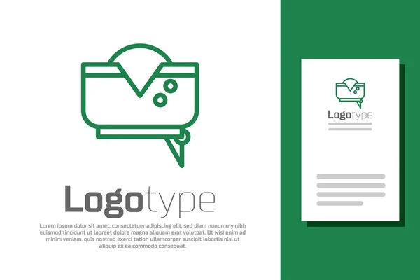 Linha verde ícone chapéu pirata isolado no fundo branco. Elemento de modelo de design de logotipo. Ilustração vetorial — Vetor de Stock