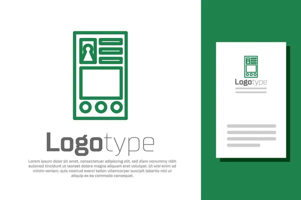 Línea verde Crear icono de pantalla de cuenta aislado sobre fondo blanco. Elemento de plantilla de diseño de logotipo. Ilustración vectorial — Vector de stock