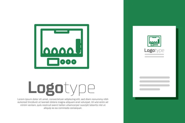 Green line Incubator for eggs icon isolated on white background. Logo design template element. Vector Illustration — Stock vektor