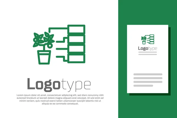 Grüne Linie Blume Analyse Symbol isoliert auf weißem Hintergrund. Logo Design Template-Element. Vektorillustration — Stockvektor