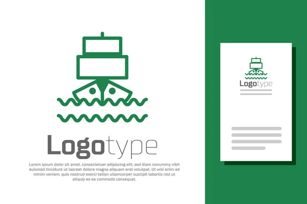 Grüne Linie Schiff Symbol isoliert auf weißem Hintergrund. Logo Design Template-Element. Vektorillustration — Stockvektor