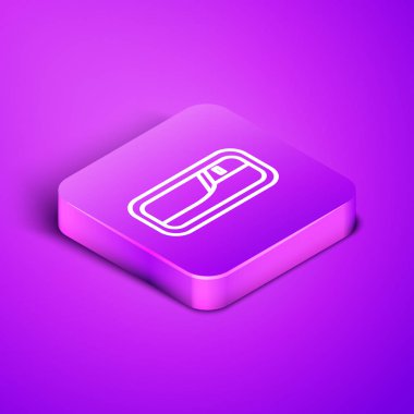 Mor arka planda izole edilmiş Isome hattı araba kapı kolu simgesi. Mor kare düğme. Vektör İllüstrasyonu