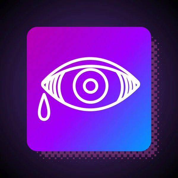 White line Reddish eye due to viral, bacterial or allergic conjunctivitis icon isolated on black background. Square color button. Vector Illustration — 스톡 벡터