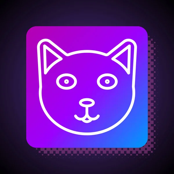 White line Pet icon isolated on black background. Square color button. Vector Illustration — 스톡 벡터