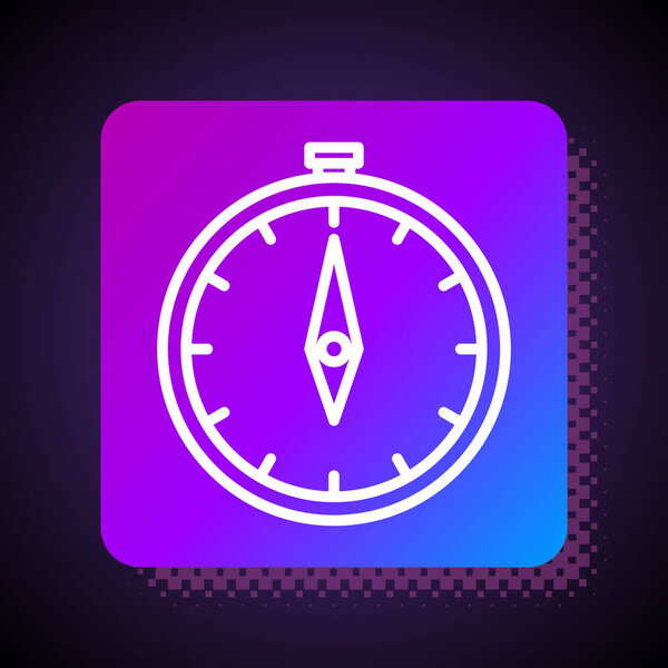 White line Compass icon isolated on black background. Windrose navigation symbol. Wind rose sign. Square color button. Vector Illustration