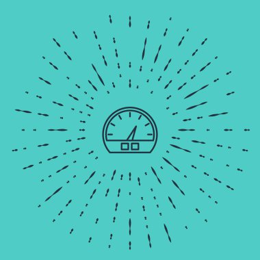 Yeşil arkaplanda siyah çizgi hız göstergesi simgesi izole edildi. Soyut çember rastgele noktalar. Vektör İllüstrasyonu