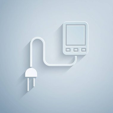 Kağıt kesiği Sensör simgesi gri arkaplanda izole edildi. Kağıt sanatı tarzı. Vektör İllüstrasyonu