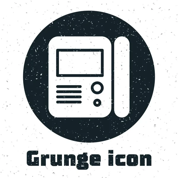 Grunge House Intercom-System Symbol isoliert auf weißem Hintergrund. Vektorillustration — Stockvektor