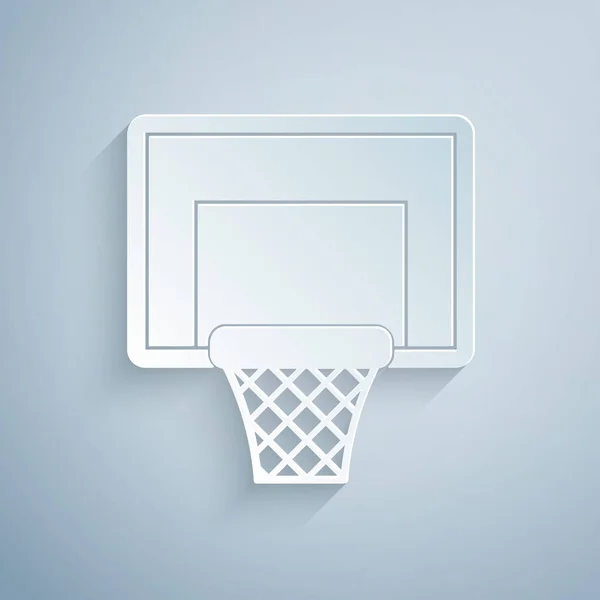 Papel corte ícone de basquete backboard isolado no fundo cinza. Estilo de arte de papel. Ilustração vetorial — Vetor de Stock