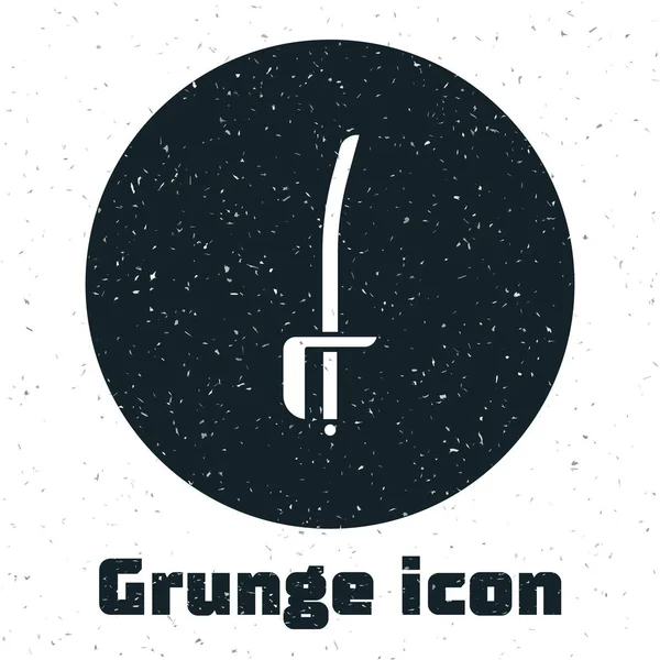 Grunge ícone da espada pirata isolado no fundo branco. Sinal de sabre. Ilustração vetorial — Vetor de Stock