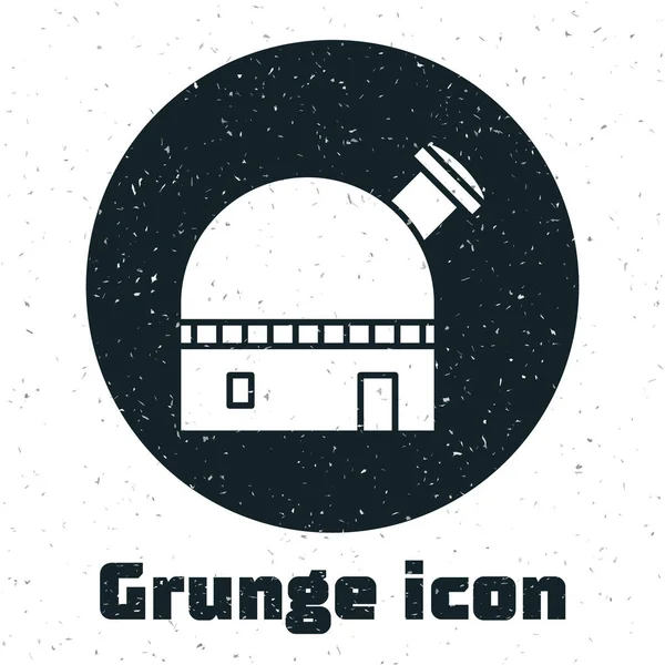 Grunge Ícone do observatório astronômico isolado no fundo branco. Ilustração vetorial — Vetor de Stock