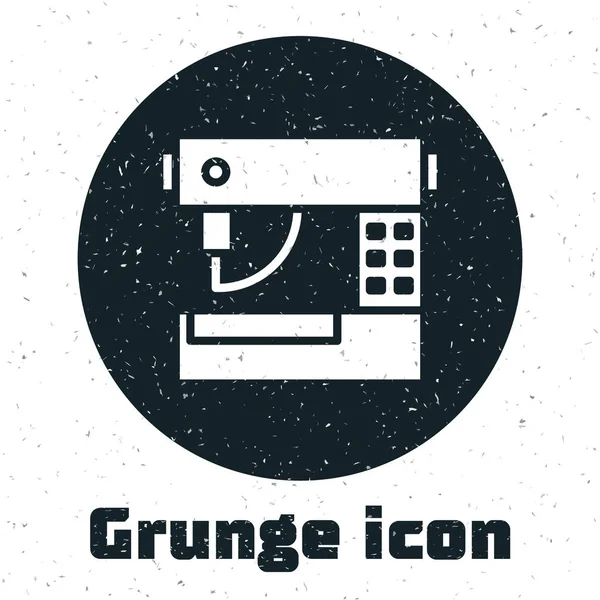 Grunge Icono de la máquina de coser aislado sobre fondo blanco. Ilustración vectorial — Vector de stock