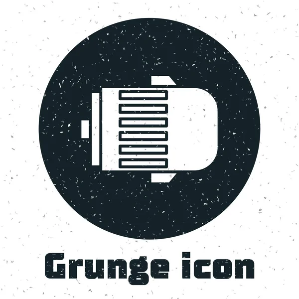 Grunge Elektromotor Ikone isoliert auf weißem Hintergrund. Lichtmaschine. Vektorillustration — Stockvektor