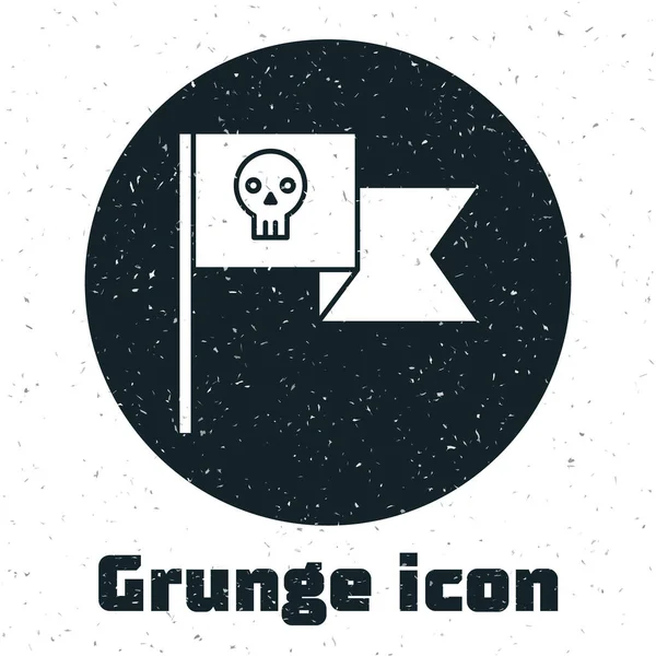 Grunge πειρατική σημαία με το κρανίο εικονίδιο απομονώνονται σε λευκό φόντο. Εικονογράφηση διανύσματος — Διανυσματικό Αρχείο
