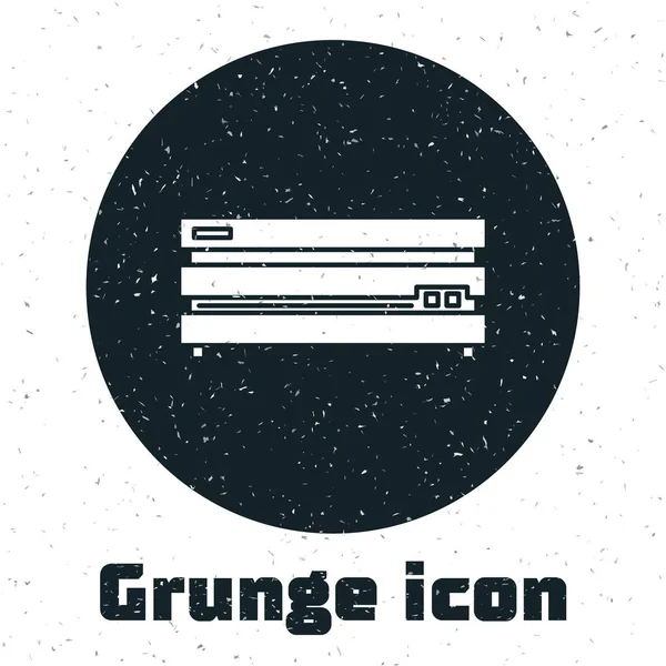 Grunge Video spelcomputer pictogram geïsoleerd op witte achtergrond. Vector Illustratie — Stockvector