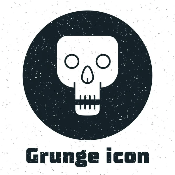 Grunge Skull icon isolated on white background. Happy Halloween party. Vector Illustration — Stock Vector