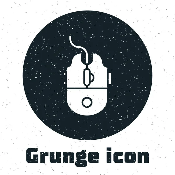 Grunge Computermaus Gaming-Symbol isoliert auf weißem Hintergrund. Optik mit Radsymbol. Vektorillustration — Stockvektor