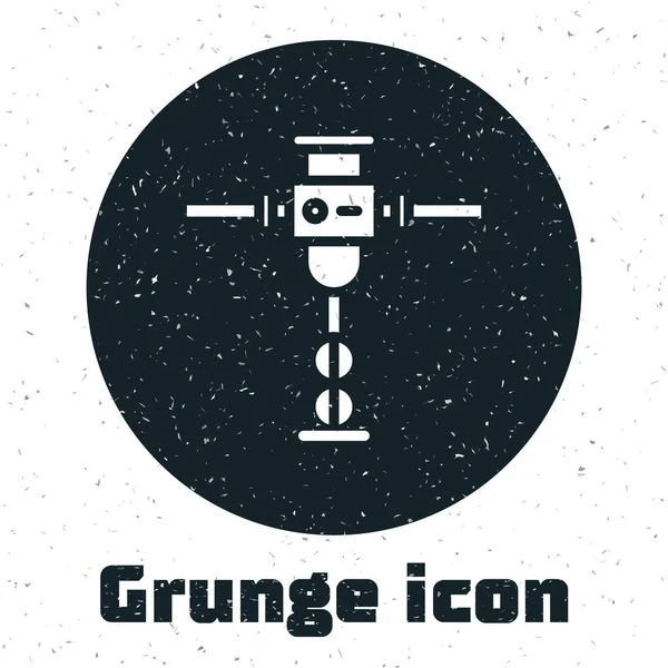 Grunge Construcción icono de martillo neumático aislado sobre fondo blanco. Ilustración vectorial — Vector de stock