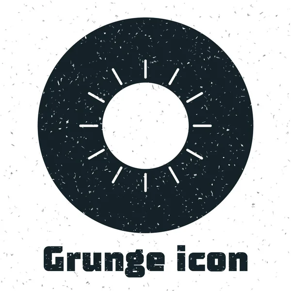 Ícone Grunge Sun isolado no fundo branco. Ilustração vetorial — Vetor de Stock