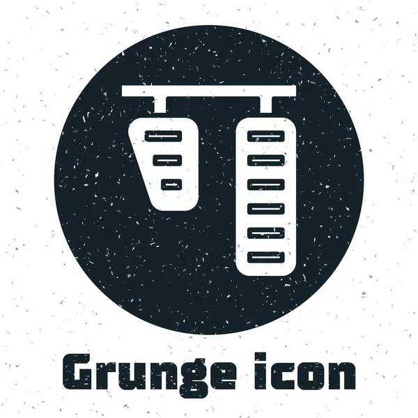 Grunge Car gas y pedales de freno icono aislado sobre fondo blanco. Ilustración vectorial — Vector de stock