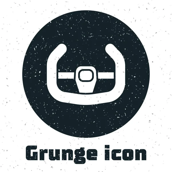 Grunge Sport icono del volante aislado sobre fondo blanco. Icono de rueda de coche. Ilustración vectorial — Archivo Imágenes Vectoriales