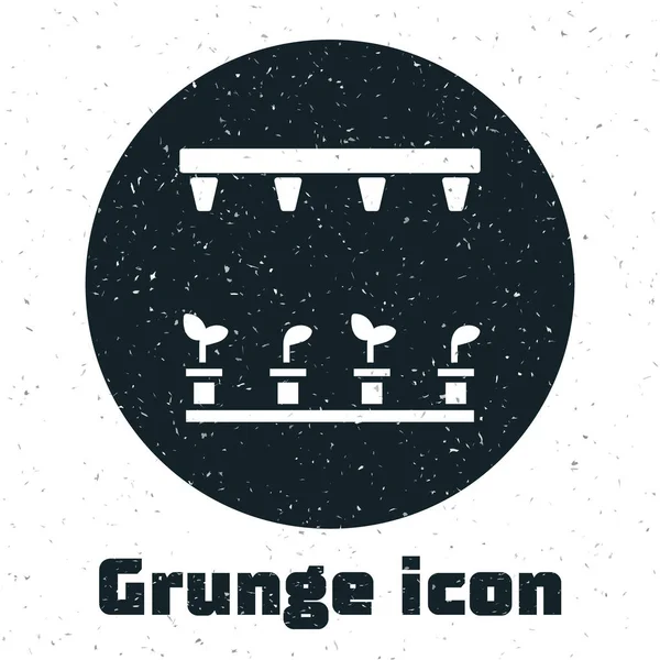 Grunge automatische Bewässerungsregner Symbol isoliert auf weißem Hintergrund. Bewässerungsanlagen. Gartenelement. Spritzpistolen-Symbol. Vektorillustration — Stockvektor