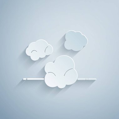 Kağıt kesiği toz simgesi gri arkaplanda izole edilmiş. Kağıt sanatı tarzı. Vektör İllüstrasyonu