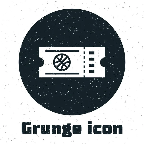 Grunge-Basketball-Spiel Ticket-Symbol isoliert auf weißem Hintergrund. Vektorillustration — Stockvektor