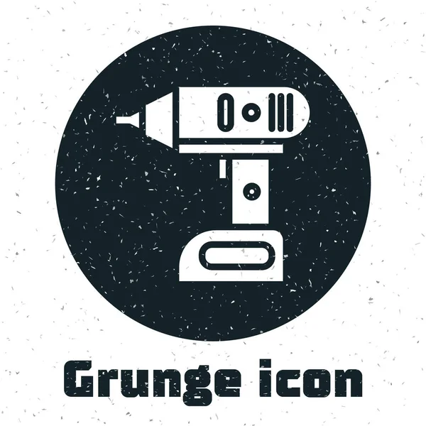 Grunge电气无绳螺丝刀图标隔离在白色背景。 电钻机 修理工具。 病媒图解 — 图库矢量图片