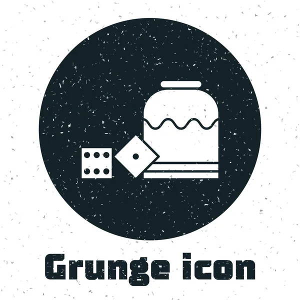 Grunge Pirata juego de dados icono aislado sobre fondo blanco. Juego de casino. Ilustración vectorial — Vector de stock