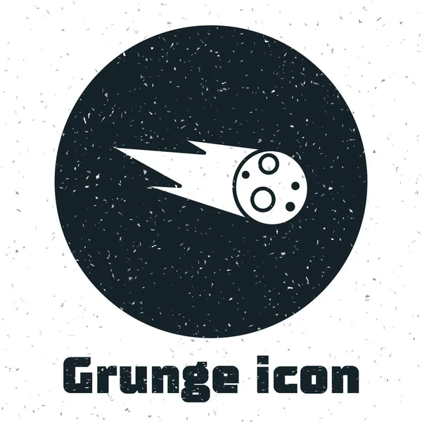 Grunge Comet cayendo icono rápido aislado sobre fondo blanco. Ilustración vectorial — Vector de stock