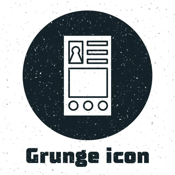 Grunge Crie o ícone de tela da conta isolado no fundo branco. Ilustração vetorial — Vetor de Stock