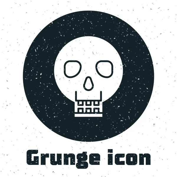 Icono de Grunge Skull aislado sobre fondo blanco. Feliz fiesta de Halloween. Ilustración vectorial — Vector de stock