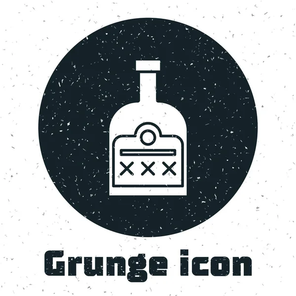 Grunge Bebida alcohólica Icono de botella de ron aislado sobre fondo blanco. Ilustración vectorial — Vector de stock