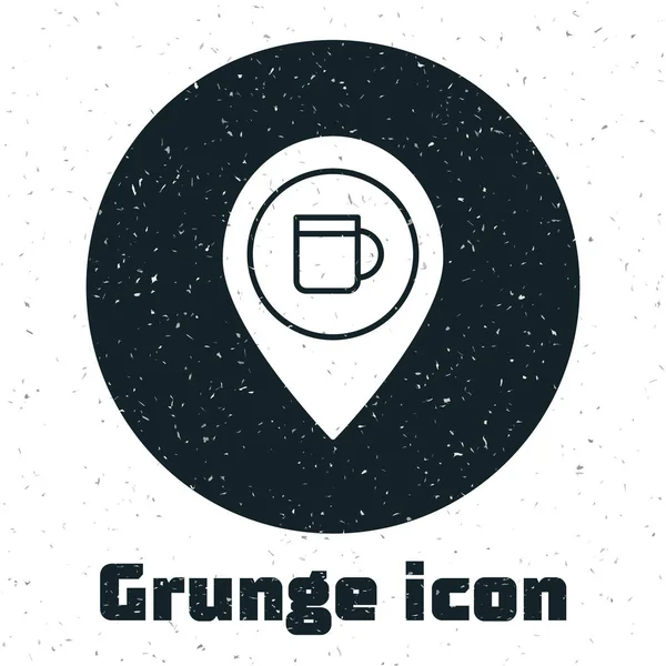 Grunge icône d'emplacement de bar à bière ou alcool isolé sur fond blanc. Symbole de boisson, pub, club, bar. Illustration vectorielle — Image vectorielle