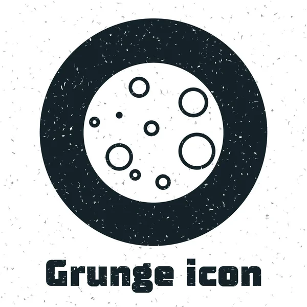 Значок Grunge Moon выделен на белом фоне. Векторная миграция — стоковый вектор